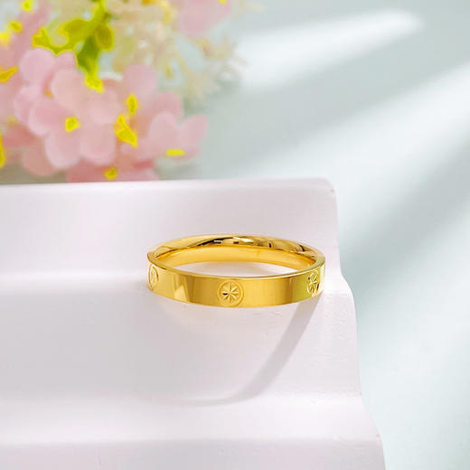 【限时克减150元】足金999 #CNC #固口戒指 5G黄金实心车花米字戒指固口圈戒（面宽约2.9-3.3mm）(BE5GJZ00156)（预售产品下单后不退款不退货不换货不补差价） 商品图1