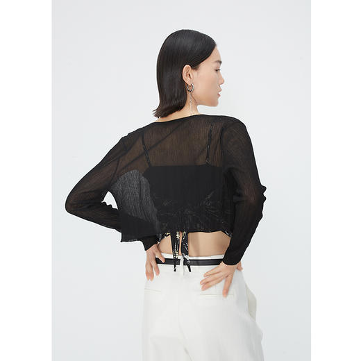 NEELLY纳俪商场同款夏季新款印花针织拼接吊带开衫女时尚显瘦上衣N25044R04566 商品图3