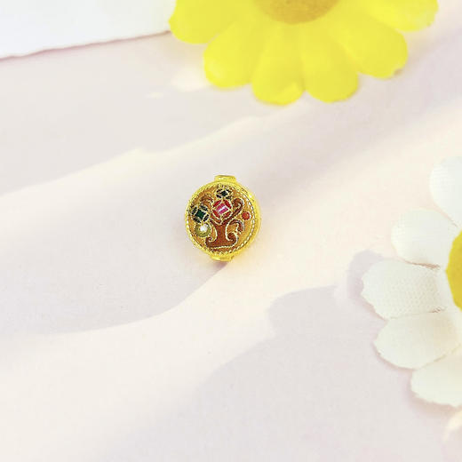 【限时7.5折】【定价黄金】足金 #高温珐琅 古法空心高温烧蓝高温珐琅发财树Diy手串配件(AKGFSC00482)预售产品下单后不退款不退货不换货不补差价 商品图1