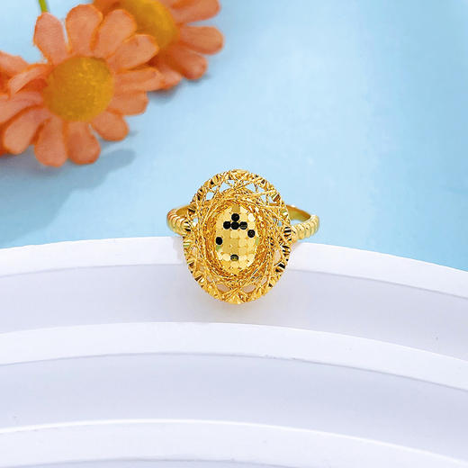 【限时克减150元】足金999 5G黄金镂空绕线鱼鳞鸽子蛋活口女戒(AG5GJZ00318)预售产品下单后不退款不退货不换货不补差价 商品图1