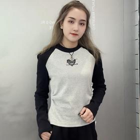 MZ插肩袖下摆抽绳针织T恤（灰）春季351010560321