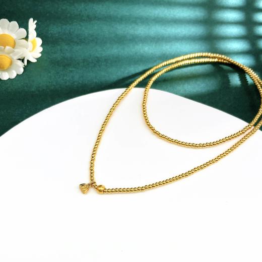 【限时克减150元】足金 #超轻 3D硬金空心好运莲莲莲蓬吊饰三圈幸运手串弹力绳成品手串（珠约2.1mm)(AK3DSC00018)（预售产品下单后不退款不退货不换货不补差价） 商品图3