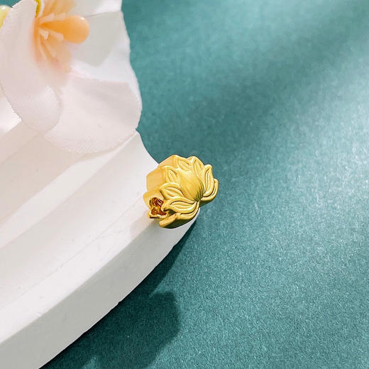 【限时7.5折】【定价黄金】足金 【精品】3D硬金空心仿古法手串配件好事莲莲敦煌佛莲莲花转运珠Diy手串配件(AU3DSC00008)（预售产品下单后不退款不退货不换货不补差价 商品图1