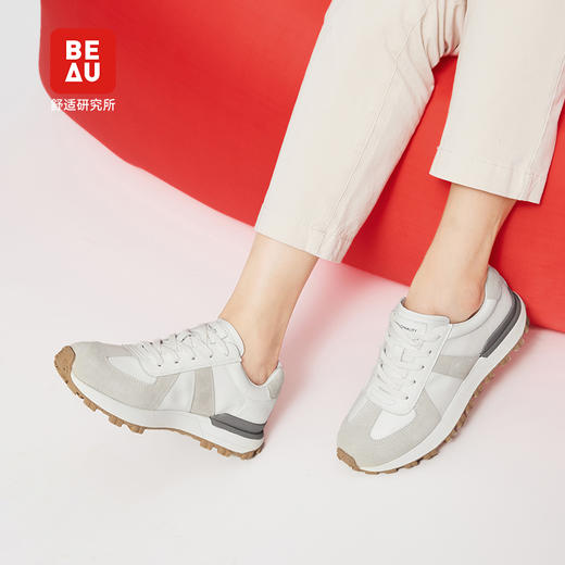 Beau Today 简约德训鞋百搭白灰色运动休闲鞋29255 商品图1