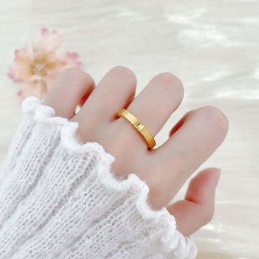 【限时克减150元】足金999.9 #520快乐 【精品】空心CNC情约一生爱你一生时光数字戒指年轮戒指固口圈戒（面宽约2.6-3mm）(AIJZ00146) 商品图0