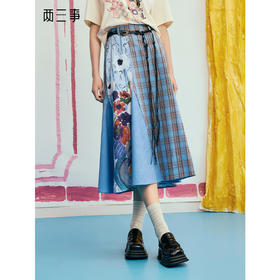 两三事 次元漫游 2025夏季新款波西米亚格子印花裙a字半身裙