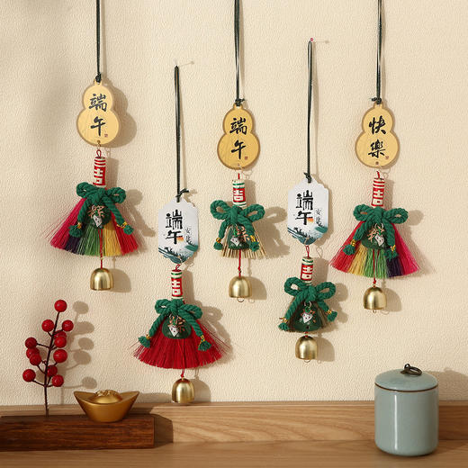 【国韵悠扬❗手工竹编龙舟船门挂】竹编材质质朴自然，做工细腻编织紧密，特色祝福吊卡，门挂装饰儿童团建艾草香囊车载挂饰活动礼品QQ 商品图1