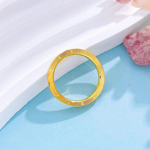 【限时克减150元】足金999.9 #520快乐 【精品】空心CNC情约一生爱你一生时光数字戒指年轮戒指固口圈戒（面宽约2.6-3mm）(AIJZ00146) 商品图3