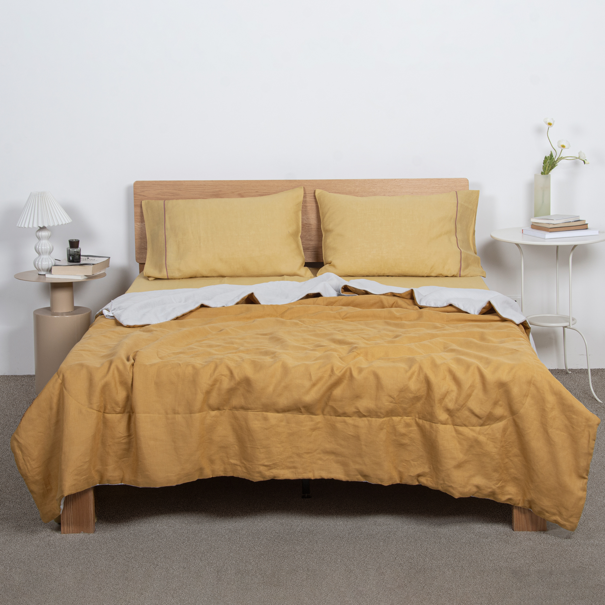 素色双拼纯麻夏被