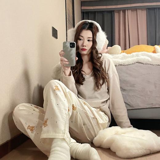 【家居裤必备，直筒裤型修身显瘦】睡裤女春秋季新款 白波点腊肠狗可爱家居裤 宽松柔软直筒遛弯裤-QQ 商品图7