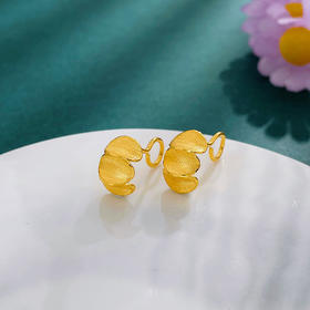 【限时克减150元】足金999.9 #清新 【精品】实心INS风极简几何椭圆拉丝凹面耳饰耳钉耳圈(AWWES00315)（预售产品下单后不退款不退货不换货不补差价