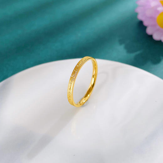 【限时克减150元】足金999 #固口戒指 #CNC #条戒 5G黄金实心为你心动心电图固口圈戒(BE5GJZ00106)（预售产品下单后不退款不退货不换货不补差 商品图1