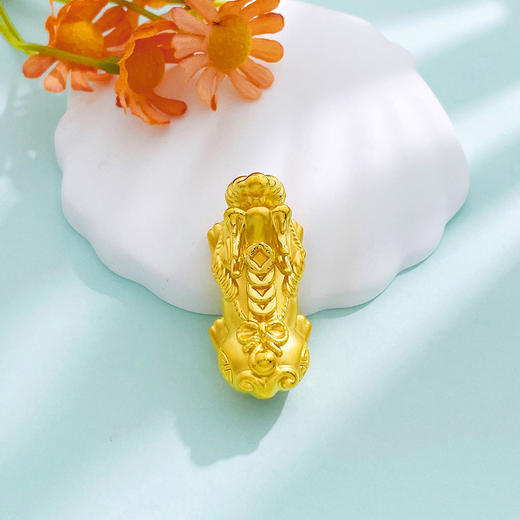 【限时7.5折】【定价黄金】足金 3D硬金空心财运亨通铜钱图案貔貅手串配件Diy手串配件（面宽约35.6*16.1mm）(AU3DSC00033-1)（特殊产品下单后不退款不退货不换货不补差价） 商品图1