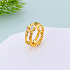 【限时克减150元】足金 无氰5D硬金固口戒指镂空绕线环环相扣链条圈戒(AU5DJZ00026)（预售产品下单后不退款不退货不换货不补差