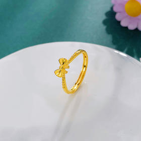 【限时克减150元】足金999 #520快乐 #在逃公主 实心活口戒指公主蝴蝶结女戒(AUQJZ00128)（预售产品下单后不退款不退货不换货不补差价