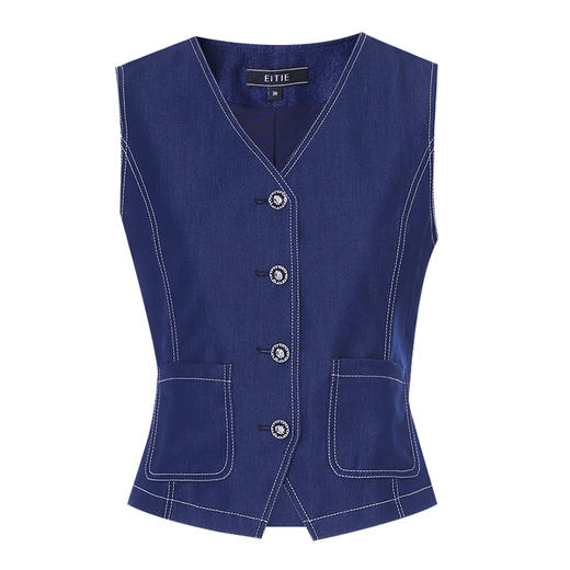 EITIE爱特爱时尚复古百搭显瘦V领通勤牛仔马甲外套上衣2025夏新款B2503606 商品图5
