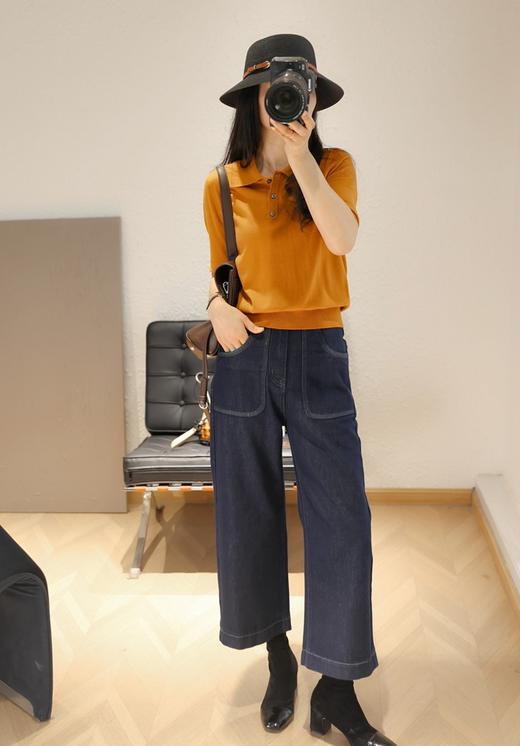 LP精简老钱风POLO翻领短袖含桑蚕丝针织衫 商品图4