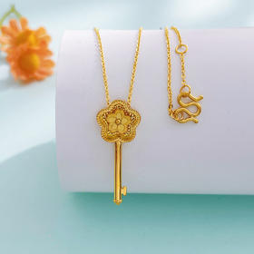 【限时克减150元】足金999 #时来运转 #CNC 【精品】5G黄金镂空影底可转动转韵·时光樱花钥匙调节套链(BN5GTL00007)（预售产品下单后不退款不退货不换货不补差价