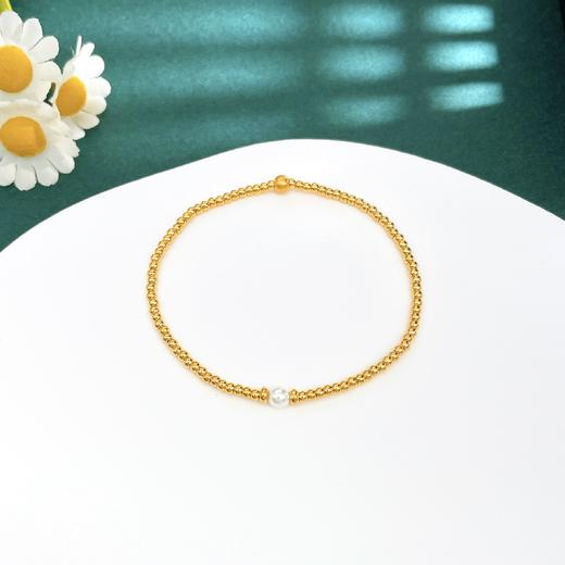 【限时7.5折】【定价黄金】足金 #电商超轻 3D硬金空心贝珠间圆珠手串弹力绳成品手串（珠约2.1mm)(AK3DSC00010)预售产品下单后不退款不退货不换货不补差价 商品图1