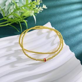 【限时7.5折】【定价黄金】足金 #超轻  #低温珐琅 【精品】3D硬金空心红红火火转运筒珠多圈圆珠幸运手串弹力绳成品手串(AK3DSC00025)（预售产品下单后不退款不退货不换货不补差价）