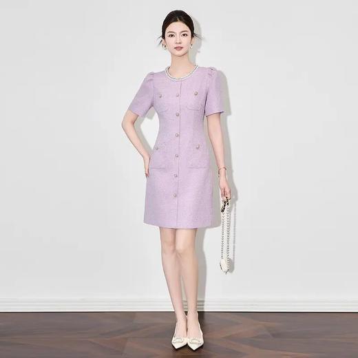 【高货wl】全新升级【铂金会员293/天猫399/差价106】(15110) 洛诗琳轻奢名媛气质重工钉珠圆领优雅小香风连衣裙女新款 商品图2