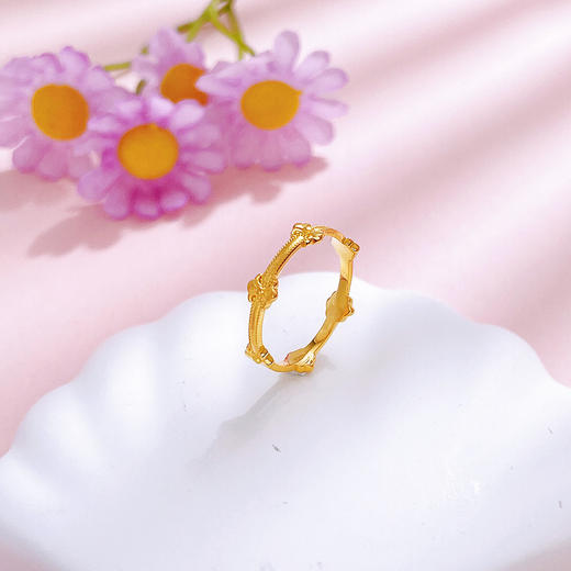 【限时克减150元】足金999 #固口戒指  5G黄金实心鸢尾芳华鸢尾花艺术圈戒(BE5GJZ00067)预售产品下单后不退款不退货不换货不补差价 商品图1