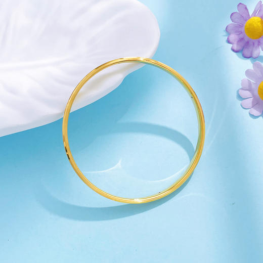 【限时克减150元】足金 3D空心固口手镯砂面车花边工艺手镯（面宽约3.8-4.2mm，厚约1.8mm)(AR3DSZ00033)预售产品下单后不退款不退货不换货不补差价） 商品图2