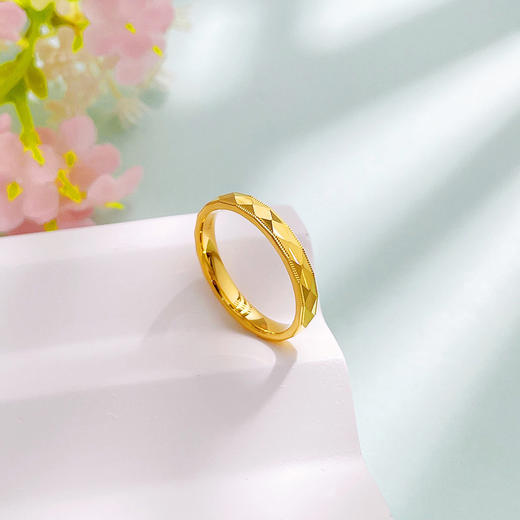 【限时克减150元】足金999 #CNC #固口戒指 5G黄金空心菱形刻面戒指固口圈戒（面宽约2.6-3mm）(BE5GJZ00157)（预售产品下单后不退款不退货不换货不补差价） 商品图2
