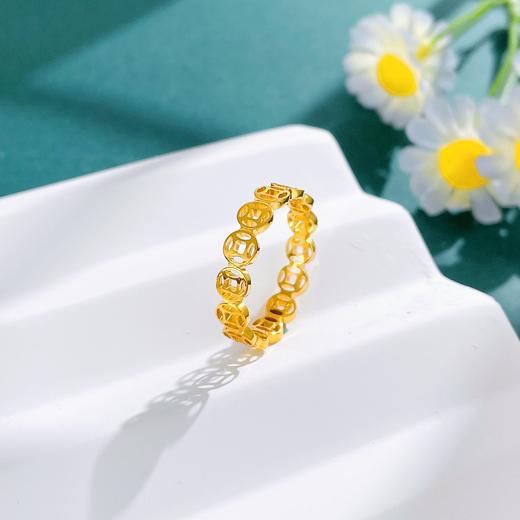 【限时克减150元】足金999.9 #复古风 【精品】镂空招财铜钱造型金币镜面金固口圈戒女戒(AIJZ00143)（预售产品下单后不退款不退货不换货不补差价 商品图2