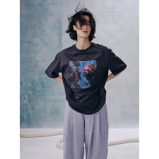 UMILAB【热烈】100%棉数码直喷原创印花宽松廓型短袖T恤夏女T725M 商品图2