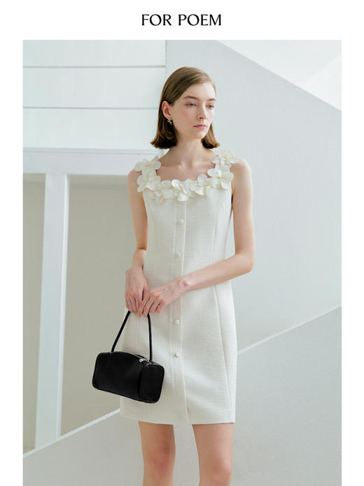 ForPoem 现货 25/SS原创设计收腰显瘦重工立体花无袖连衣裙 商品图1