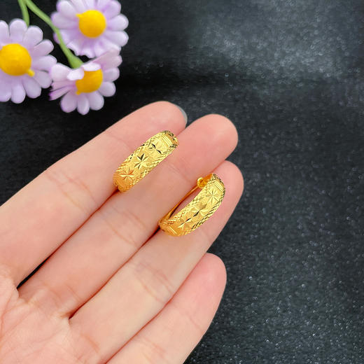 【限时克减128元】足金999.9 车花蛇肚耳饰耳圈耳包(ES00627)预售产品下单后不退款不退货不换货不补差价 商品图2