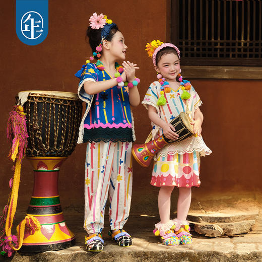 【年衣】童装女童裤子防蚊裤2025夏新款国风凉感宽松女孩休闲星火桑康长裤 商品图1