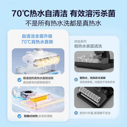 海尔家用洗地机A3S高温70°热风烘干180°平躺防缠绕智能吸拖一体自动清洁洗扫地拖地机除菌手持吸尘器 A3S（典雅钢琴烤漆灰版） 商品图2