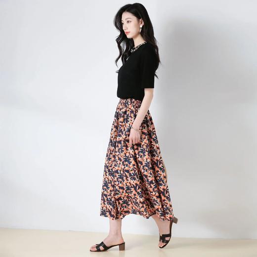 【高货sh】全新升级【铂金会员165/天猫219/差价54】(51158) 洛诗琳25夏季纯棉印花大摆半身裙松紧腰中长款遮胯碎花裙 商品图3