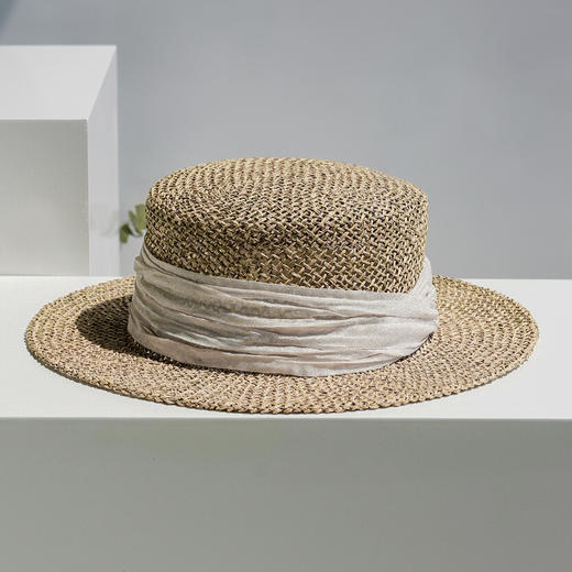 疯帽子 25年新天然咸水草镂空草编帽复古平顶礼帽女夏季度假草帽 商品图1