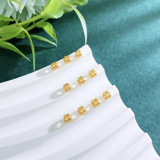 【限时克减150元】足金999 【无成色字印】 #招财进宝 古法镂空招财进宝铜钱图案藏线转运珠Diy手串配件10粒/套(AKGFSC00541)（预售产品下单后不退款不退货不换货不补差价） 商品图0