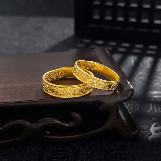 【限时克减128元】足金999.9 #婚庆 #情侣日常 古法实心活口戒指圈戒藏式十字金刚杵回纹如意情侣戒对戒/对(GFQLJ00062)（预售产品下单后不退款不退货不换货不补差价） 商品图2