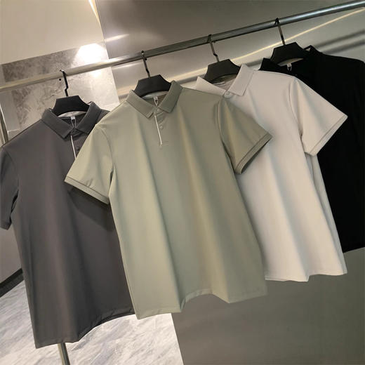 冷感速干科技！2025速干夏季吸湿排汗自带凉感净色短袖POLO衫男款 商品图1