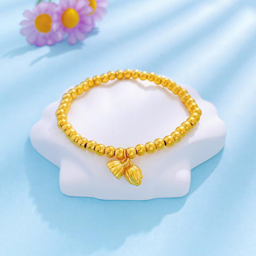 【限时克减150元】足金 #两世欢 #电商超轻 无氰5D硬金圆珠手链两世欢吊饰转运金珠弹力绳手串(V5DSC00013)预售产品下单后不退款不退货不换货不补差价 商品图1