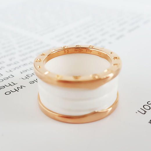 【95新】BVLGARI宝格丽B.zero1系列AN855564 18K玫瑰金白陶瓷四环弹簧戒指55号中性款现售价：4900！030425NJS116 商品图6