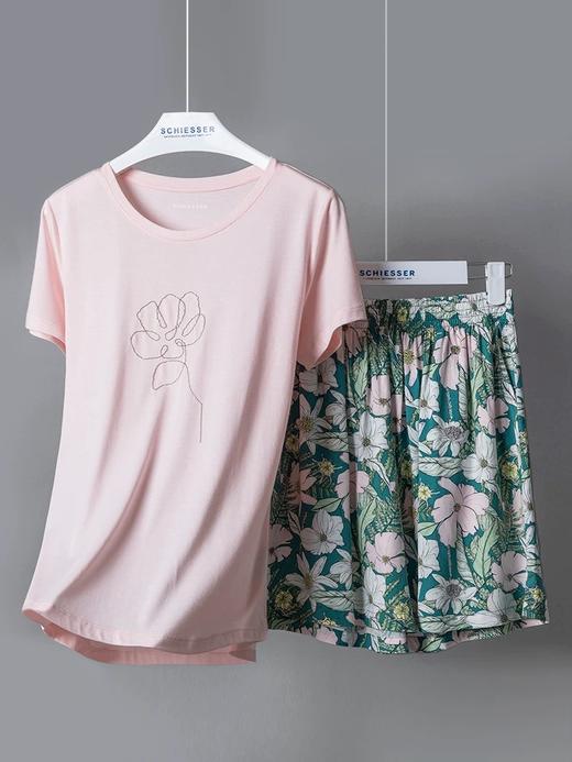 【粘纤梭织】SCHIESSER德国舒雅女士短袖短裤上衣棉莫 裤子100%粘纤套装31/24791H 商品图2