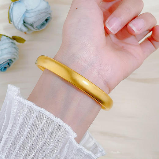 【限时克减150元】足金999.9 #超轻 古法空心固口手镯光圈轮胎素圈手镯（面宽约7.8-8.2mm，厚约3.2mm）(ANWGFSZ00862)预售产品下单后不退款不退货不换货不补差价 商品图0