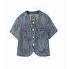 谜底外套短袖女2025夏季新品复古风宽松H型短款牛仔外套252MW0633 商品缩略图4