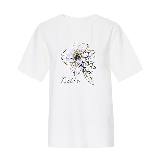 EITIE爱特爱夏日舒适休闲风花朵印花宽松短袖T恤年夏季新款B2502602 商品图5