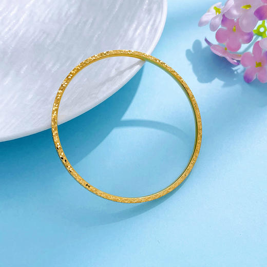 【限时克减150元】足金999 #碎碎冰 #CNC 5G黄金实心碎碎冰镜面金CNC工艺时尚固口手镯（面宽约2.5-2.9，厚约2.1mm）(BN5GSZ00010) 商品图2