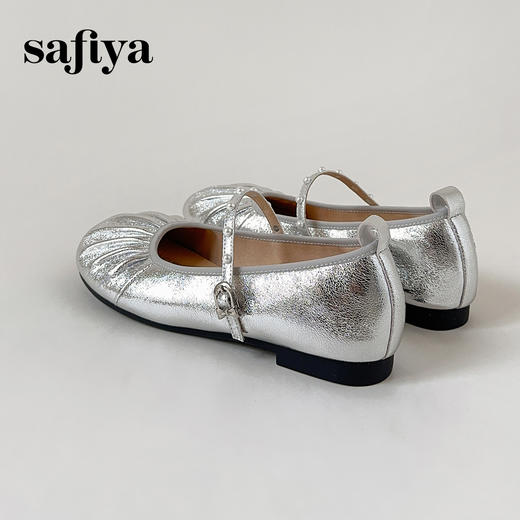 Safiya/索菲娅2025芭蕾舞鞋羊皮褶皱软底浅口玛丽珍平底单鞋SFD3111403 商品图7