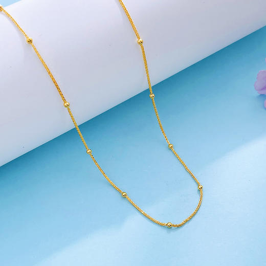 【限时克减150元】足金999 5G黄金满天星锁骨链间金珠调节肖邦项链（面宽约1.7-2.1mm）(AG5GXL00040)预售产品下单后不退款不退货不换货不补差价 商品图1