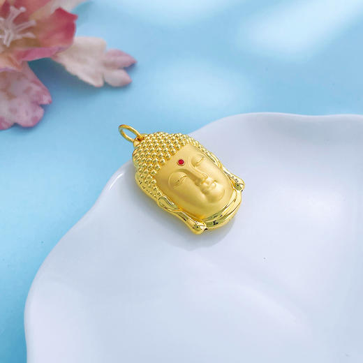 【限时克减150元】足金999 #天赐鸿福 #宝石珐琅 【精品】空心低温珐琅宝石珐琅吊坠平安佛头吊坠(AUQDZ00072-2)（预售产品下单后不退款不退货不换货不补差价） 商品图2