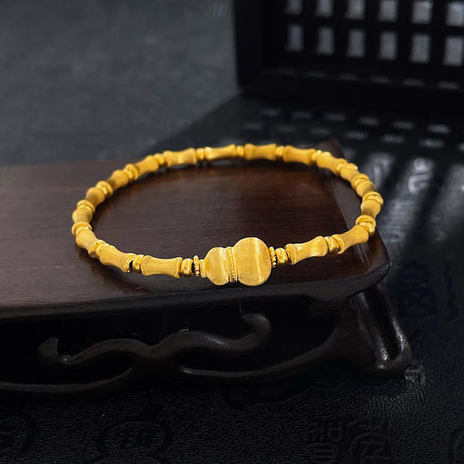 【限时克减150元】足金999 #平安 #招财纳福 #葫芦  古法空心国潮传承福禄平安冰丝金丝绒金葫芦竹节手串弹力绳手串(AUQGFSC00078)预售产品下单后不退款不退货不换货不补差价 商品图0